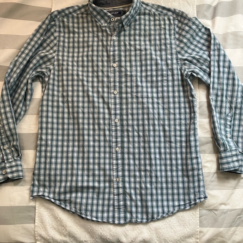 Men's Blue Plaid Tailored Fit Button-Down Shirt